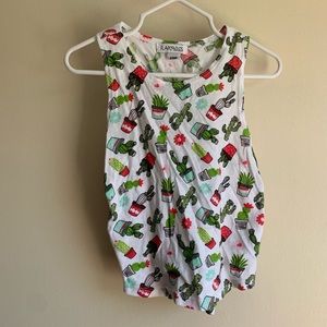 Flapdoodles Cactus Novelty Print Tie Back Tank
